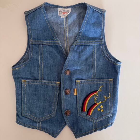 Levi's Other - Vintage Levi's Yellow Tab Toddler Kids Rainbow Embroidered Denim Vest Size 4